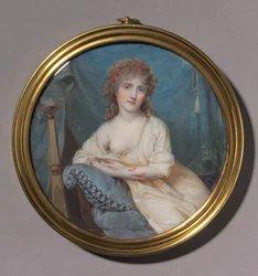 Porträtt av en kvinna som ligger på en soffa, ca. 1804.