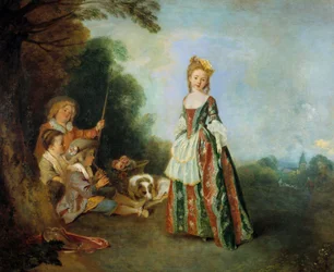Dansmålning av Jean Antoine Watteau (1684-1721) 1716-1718 Sön. 0,97 x 1,1 m Berlin. Statens museum
