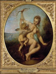 Kärlek avväpnar Målning av Jean Antoine Watteau (1684-1721) 1700-talet