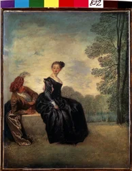The boudeuse (En nyckfull kvinna). Målning av Jean Antoine Watteau (1684-1721). Olja på duk, 42 ​​x 34 cm