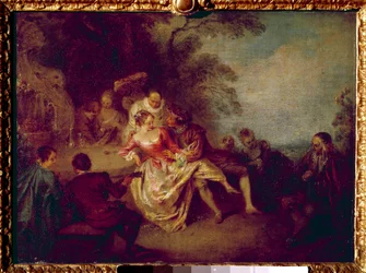 Komikermöte. Målning av Jean Antoine Watteau (1684-1721)