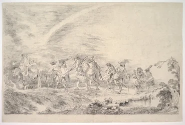 Rekryter som ska gå med i regementet, ca. 1715-16.