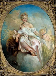 Sommarallegori över årstiderna, en ung kvinna som håller en skära i handen. 1700-talet, Washington, National Gallery of Art