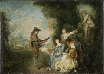 The Love Lesson (olja på panel)
