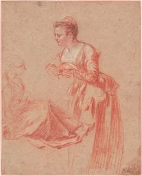Två figurstudier av en ung kvinna, ca. 1716