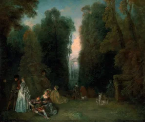 Utsikt genom träden i parken Pierre Crozat, 1715