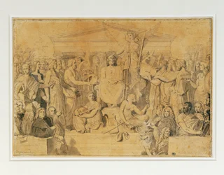 Apotheosis of Homeros (blyerts, penna, brunt bläck och brun lavering)