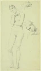 Studier till figuren Stratonice, ca 1834-40 (blyerts på papper)
