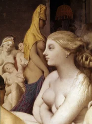 Det turkiska badet, detalj (1862, olja på trä)
