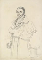 Tre fjärdedels porträtt av Jean-Francois-Antoine Forest (grafit på vitt vävt papper)