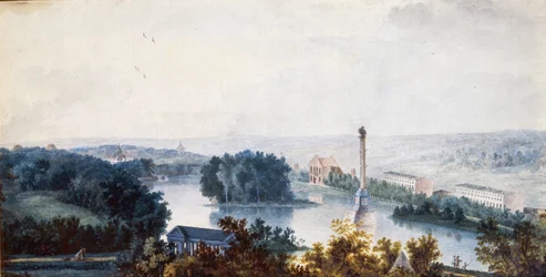 ""Tsarskoye Selo. The Chesme Column"" av Jean Balthazard de la Traverse (1700-talet), Akvarell på papper