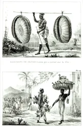 Huvudkorgar och en fjäderfäsäljare, från "Picturesque and Historical Journey to Brazil"