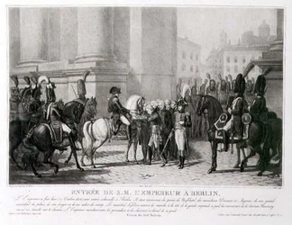 Napoleons intåg i Berlin i oktober 1806, graverad av Louis Jean Allais (1762-1833) (litho)