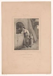 Kvinna och barn besöker en fånge La visite au prisonnier (titel på objekt) Museum för konstälskaren (serietitel) Musée de l
