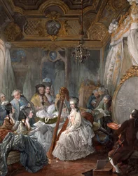 Marie Antoinette spelar harpa