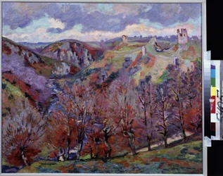 Landskap med ruiner. Målning av Jean-Baptiste (Jean Baptiste) Armand Guillaumin (1841-1927)