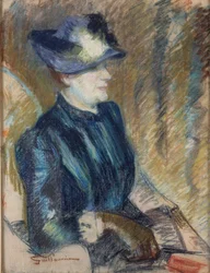 Porträtt av konstnärens hustru, ca 1889-90 (pastell på papper på ritbräda)