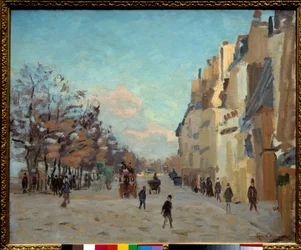 Quai de la gare i Paris, snöeffekt Målning av Jean baptiste armand Guillaumin (1841-1927) 1800-tal sön. 0,5x0,61 m Paris, Orsay-museet