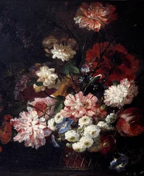 Korg med blommor på ett bord Målning av Jean Blin (eller Blain eller Belin) av Fontenay (1653-1715) 1600-talet sön. 0,46x0,55 m