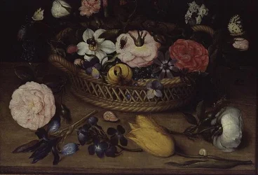 Korg med blommor