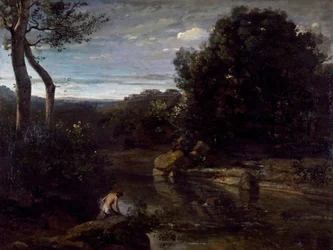 En pastor som badar, av Jean-Baptiste-Camille Corot (1796-1875).