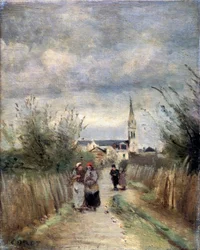 Klocktorn i Argenteuil Road to the Church, 1870-talet.