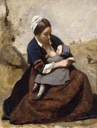 Breton som ammar sitt barn; Breton som ammar sitt barn, 1855-1860