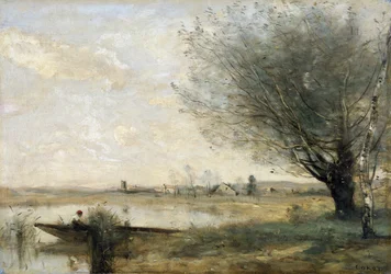 ”Fiskare förtöjd vid en strandbank”, 1865-70