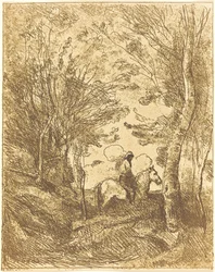 Ryttare i skogen, stor tallrik (Le Grand Cavalier sous bois)