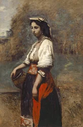 Italiensk kvinna vid brunnen