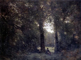 La cleriere, souvenir från staden Avray Målning av Camille Corot (1796-1875) 1800-tal sön. 1x1,34 m .