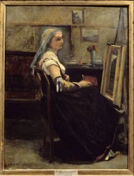 Verkstaden eller kvinnan framför ett staffli Målning av Camille Corot (1796-1875) 1870 Sön. 0,63x0,48 m Lyon, Museum of Fine Arts