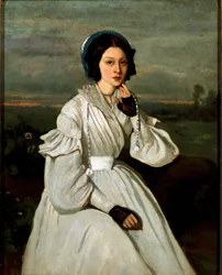 Porträtt av Louise Claire Sennegon, framtida Madame Charmois. Målning av Jean Baptiste Camille Corot (1796-1875)