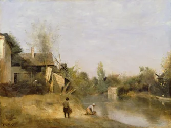 Flodstrand vid Mery sur Seine, Aube, ca 1870