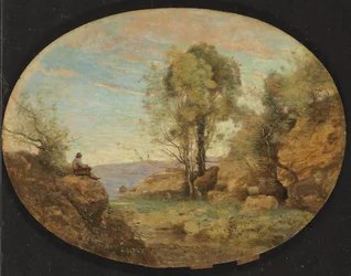 Shepherd med utsikt över en klippig ravin, 1859