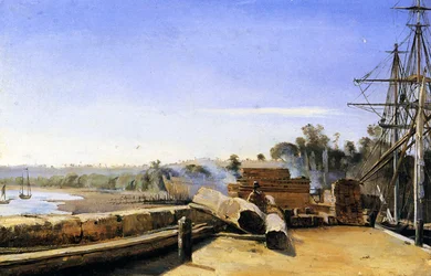 Skeppsvarv i Honfleur, ca 1823 (olja på papper)