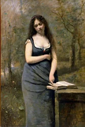 "Velleda" Målning av Jean Baptiste (Jean Baptiste) Camille Corot (1796-1875) Dim. 83x55 cm Paris, Musee du Louvre