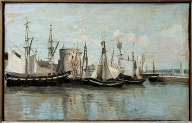 Utsikt över La Rochelle, ingången till avloppshamnen 1851. Målning av Camille Corot (1796-1875)
