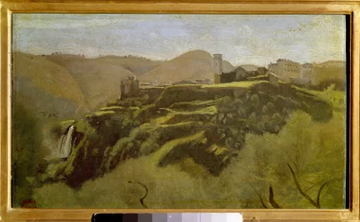 Vy över cascatelles av Tivoli Målning av Camille Corot (1796-1875) 1800-talets sön. 0,26x0,41 m .