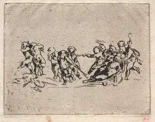 Bacchanal med barn och vagn.