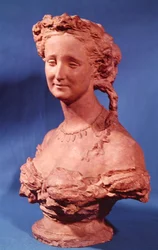 Byst av Eugenie-Marie de Montijo de Guzman (1826-1920) grevinnan av Teba (terrakotta)
