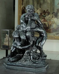 Ugolin-tyrann i Pisa. Illustration av helvetet i "Den gudomliga komedin"" av Dante. Bronsskulptur av Jean Baptiste (Jean-Baptiste) Carpeaux (1827-1875)