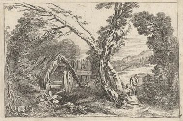 Man och kvinna gräver, tallrik från "A New Book of Landskips", 1637