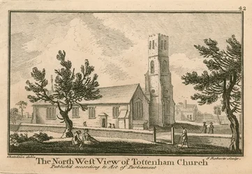 Den nordvästra utsikten över Tottenham Church, London