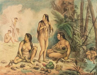 Ursprungsbefolkning i Cantagalo, ca 1826 (akvarell på papper) (se även 177054)