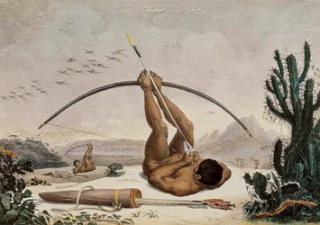 Infödda bågskyttar, illustration från resorna i det inre av Brasilien, 1834
