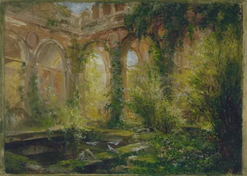Ruinerna av Cour des Comptes: salle des fêtes, ca 1875 (olja)