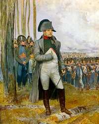 Napoleon I och hans stab betraktar kejserliga gardets grenadjärer - Akvarell- och gouachemålning på kartong av Édouard Detaille (1848-1912), 1911. Mått 0,73 x 0,54 m - Paris, Musée de l