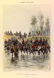 Typer och uniformer av kapten Jules Richards franska armé, illustrerad av Edouard Detaille (1848-1912): Drakar; Fälttjänst 1885, Privat samling