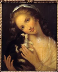 Enkelhet En ung flicka och hennes kiton av Jean Baptiste Greuze (1725-1805) 1759